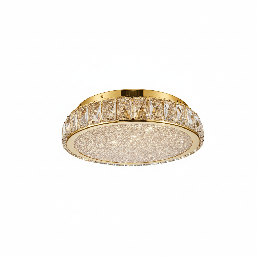 GLORY 40cm Crystal Oyster Light Tri Colour LED Gold