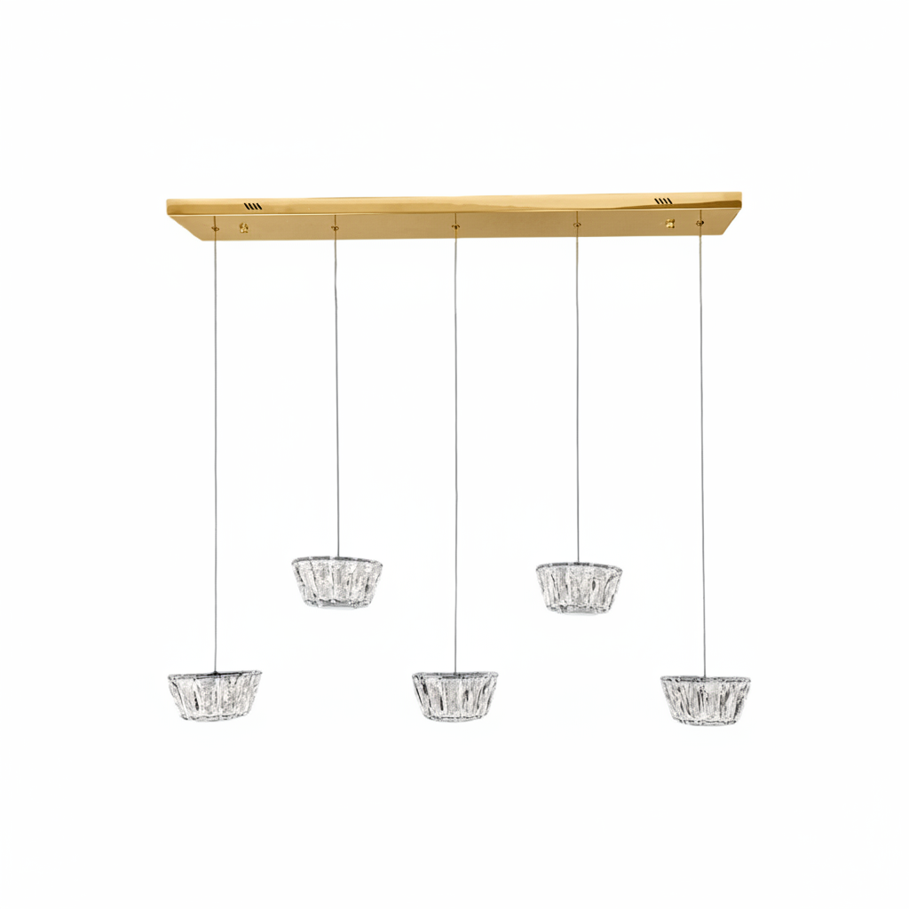 QUEEN 5 Crystal Linear Bar Pendant Light 1m Gold