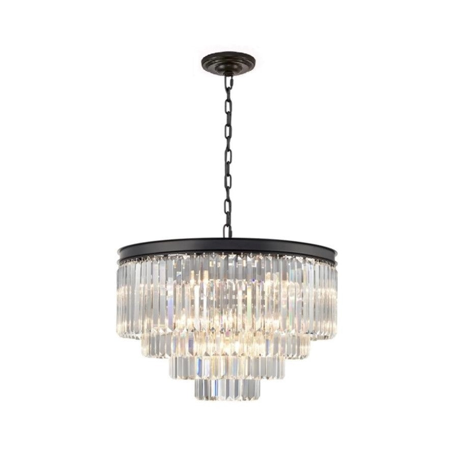 SERINI 60cm 11 Light 4 Tier Crystal Chandelier Black