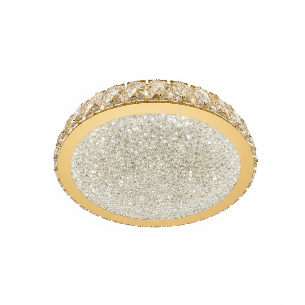 GLORY 40cm Crystal Oyster Light Tri Colour LED Gold