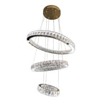 RING 3 Tier Crystal Pendant 70cm Gold