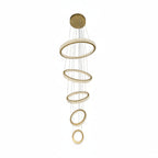 RING 5 Tier Crystal Pendant 80cm Gold
