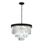 SERINI 50cm 6 Light 3 Tier Crystal Chandelier Black