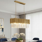 REGINI 8 Light Oval Crystal Chandelier Pendant 90cm Gold