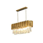 REGINI 8 Light Oval Crystal Chandelier Pendant 90cm Gold