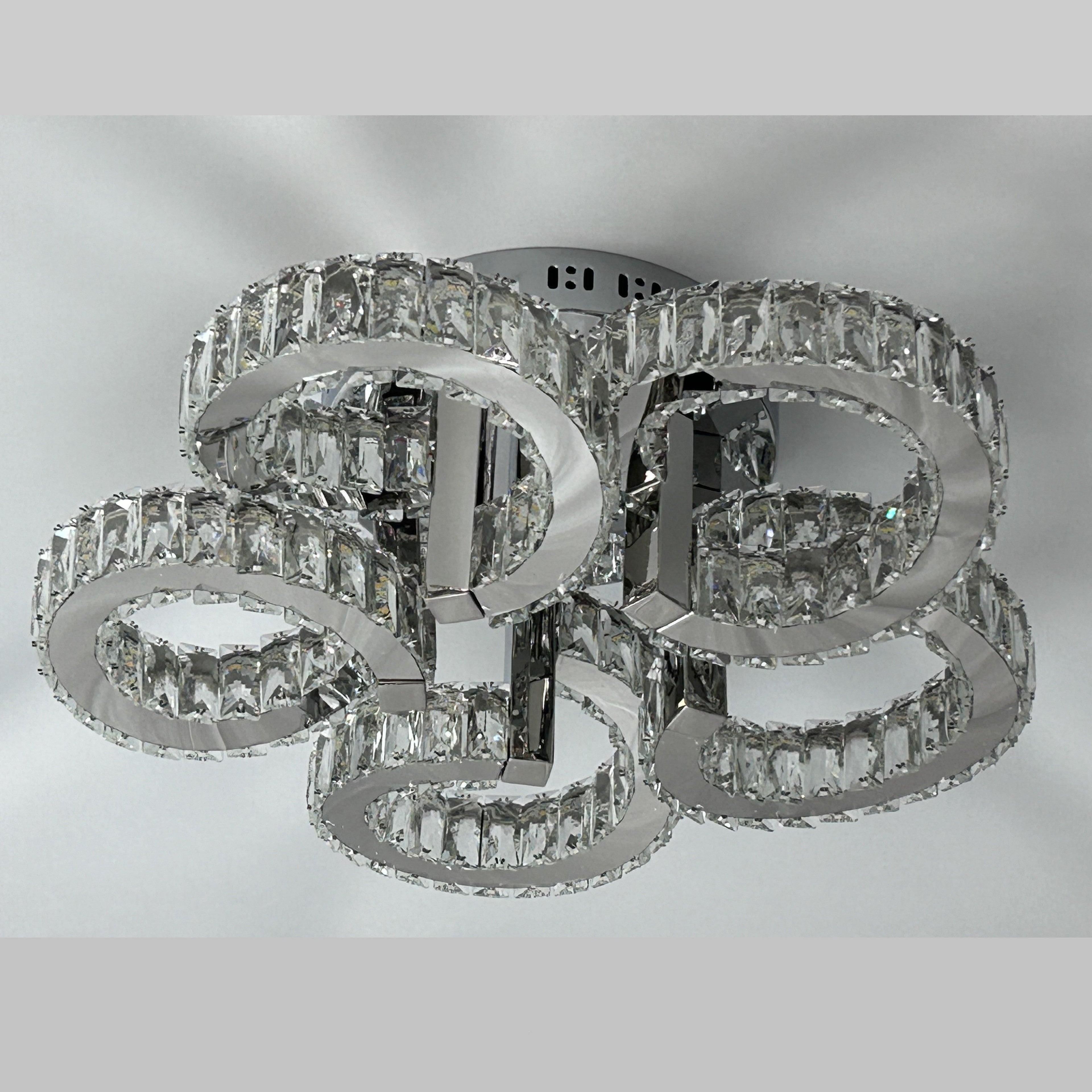 BLOSSOM 5 Ring Crystal Close to Ceiling Light 55cm Chrome