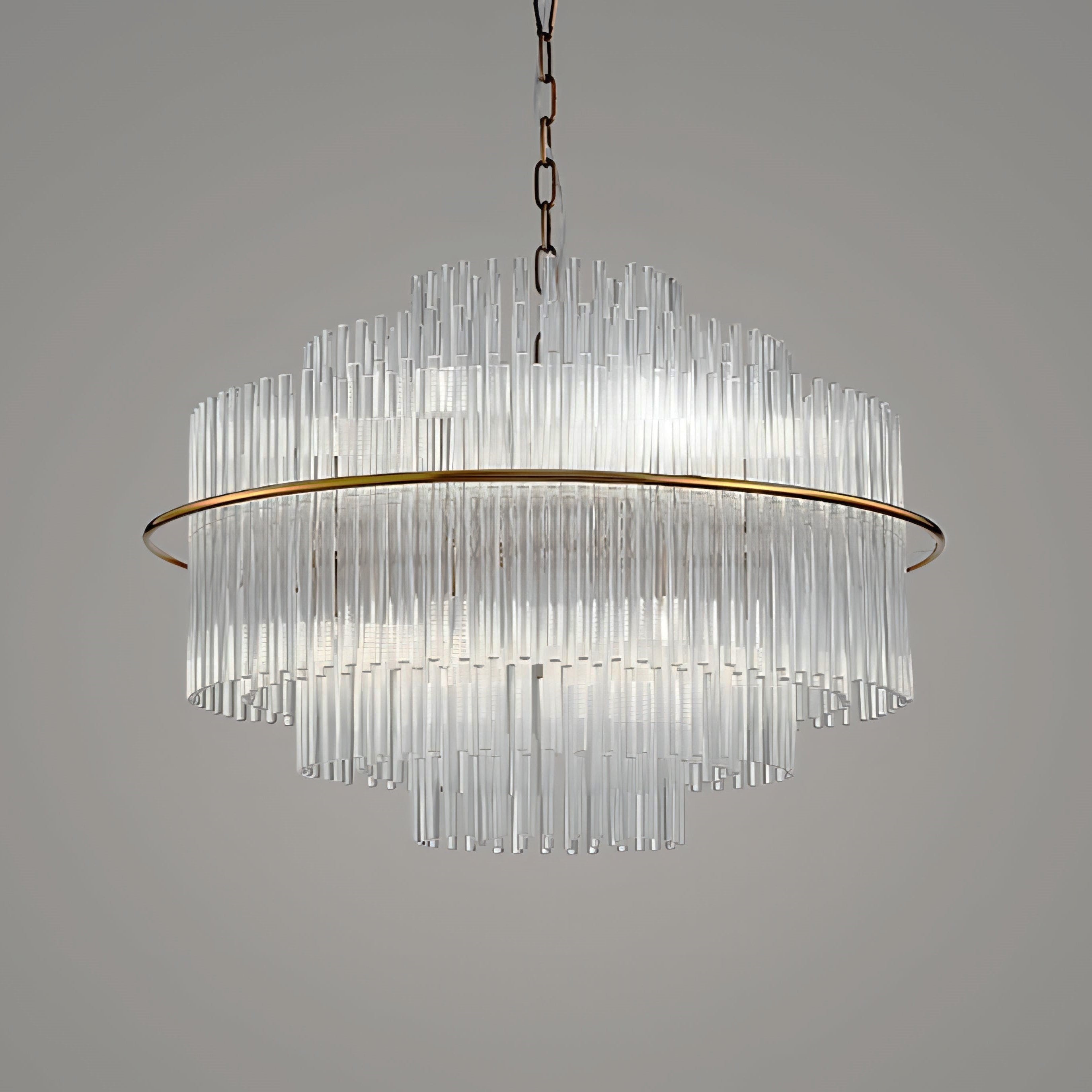 ASHTON 12 Light Modern Chandelier 68cm Brass