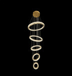 RING 5 Tier Crystal Pendant 80cm Gold