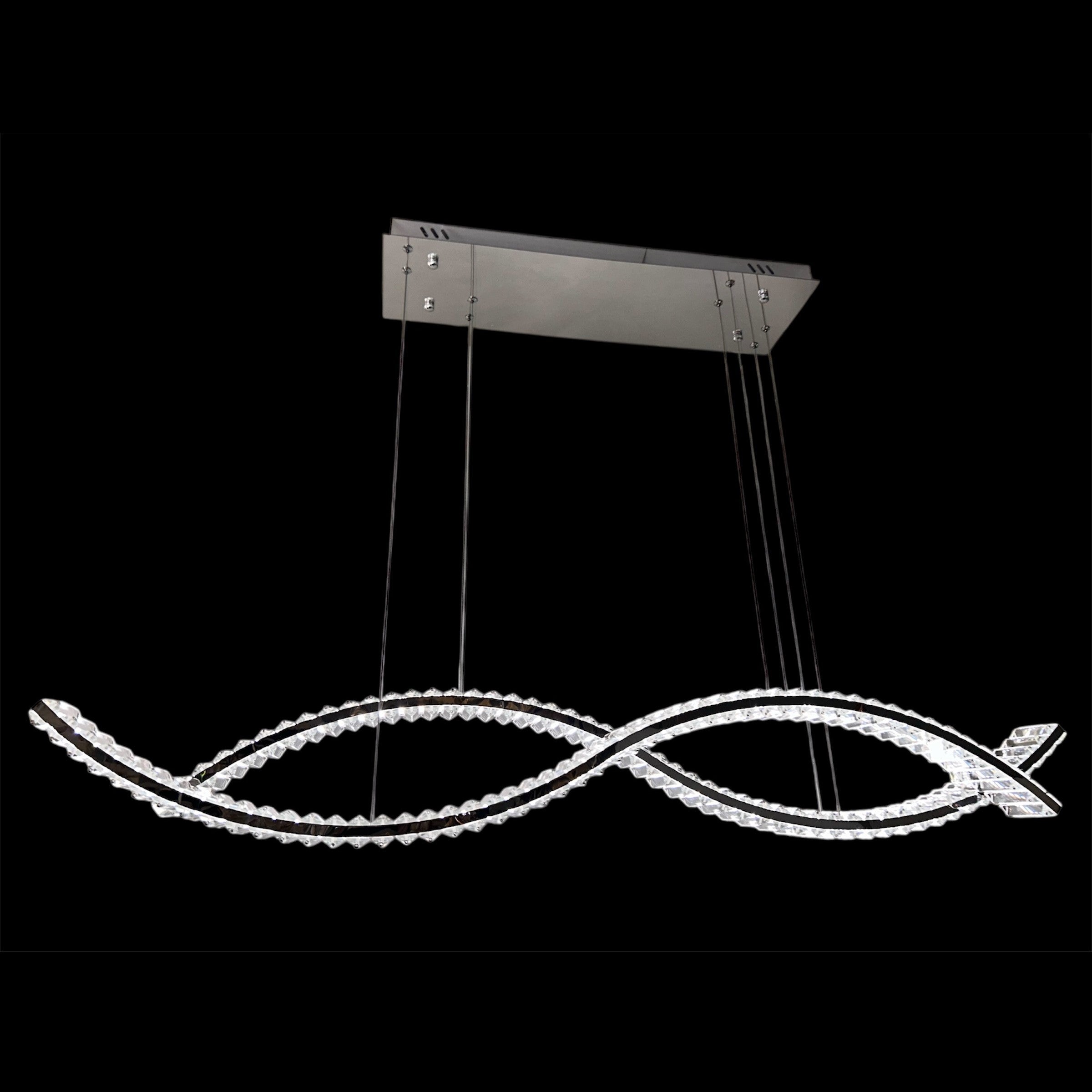 SURF Crystal Bar Pendant Light 1.3m Chrome