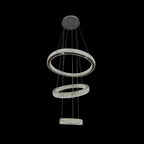 RING 3 Tier Crystal Pendant 70cm Chrome