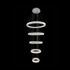 RING 5 Tier Crystal Pendant 80cm Chrome
