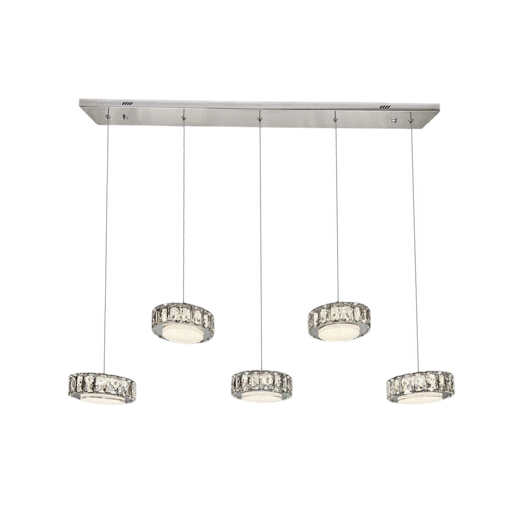 CHESS 5 Crystal Linear Bar Pendant Light 1m Chrome