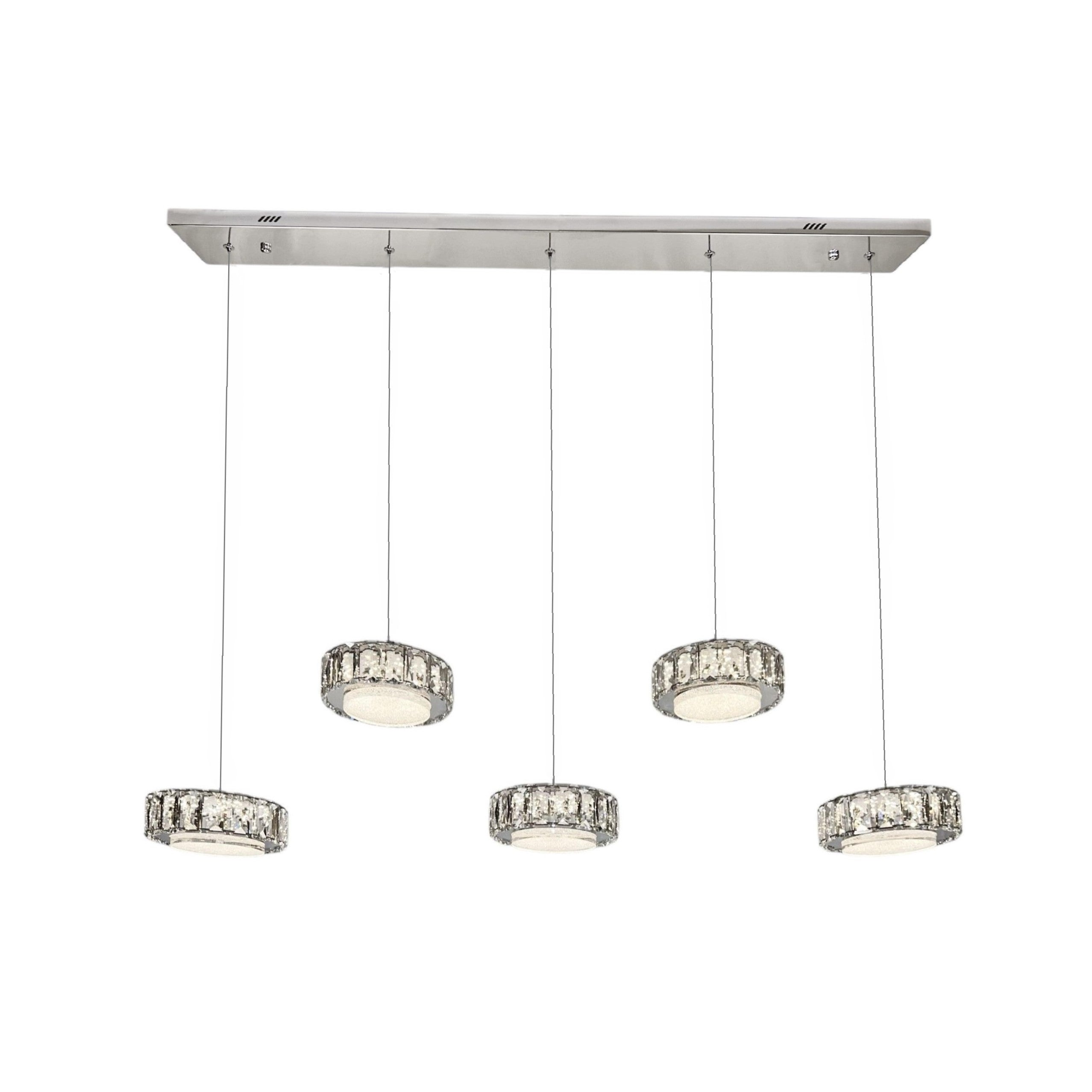 CHESS 5 Crystal Linear Bar Pendant Light 1m Chrome