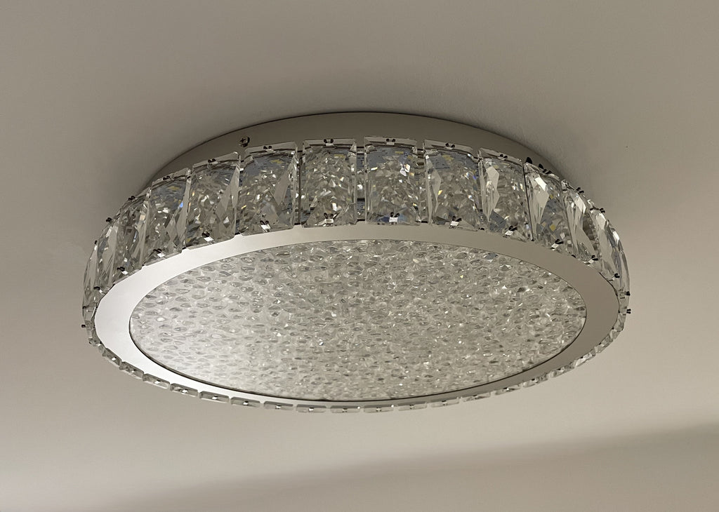GLORY 40cm Crystal Oyster Light Tri Colour LED Chrome