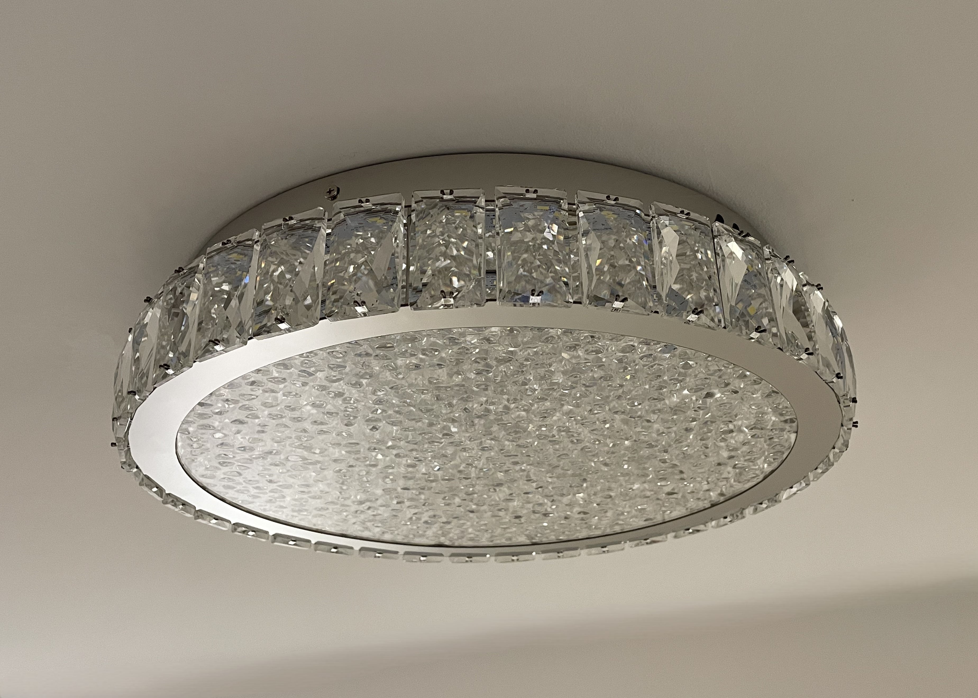 GLORY 40cm Crystal Oyster Light Tri Colour LED Chrome