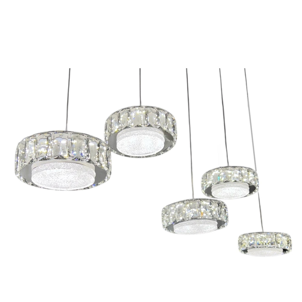 CHESS 5 Crystal Linear Bar Pendant Light 1m Chrome