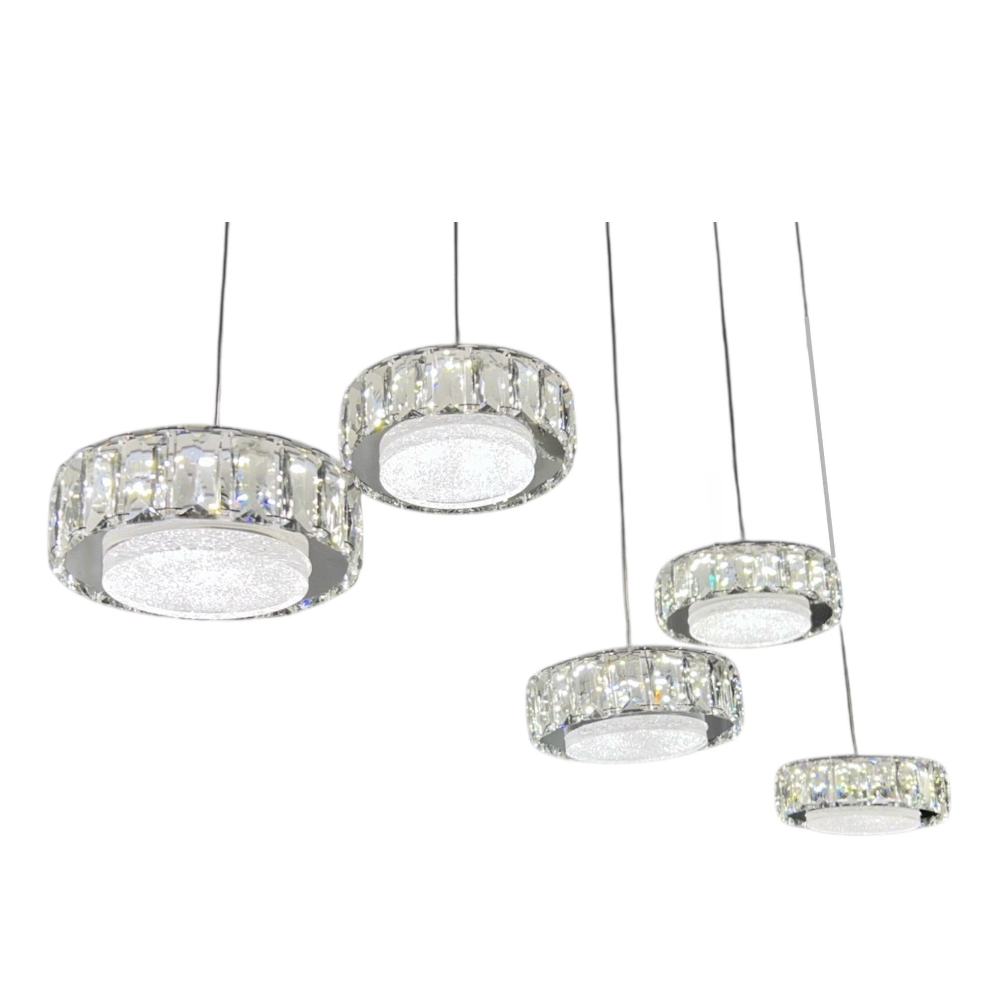 CHESS 5 Crystal Linear Bar Pendant Light 1m Chrome