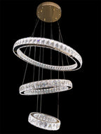 RING 3 Tier Crystal Pendant 70cm Gold