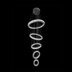 RING 5 Tier Crystal Pendant 80cm Chrome