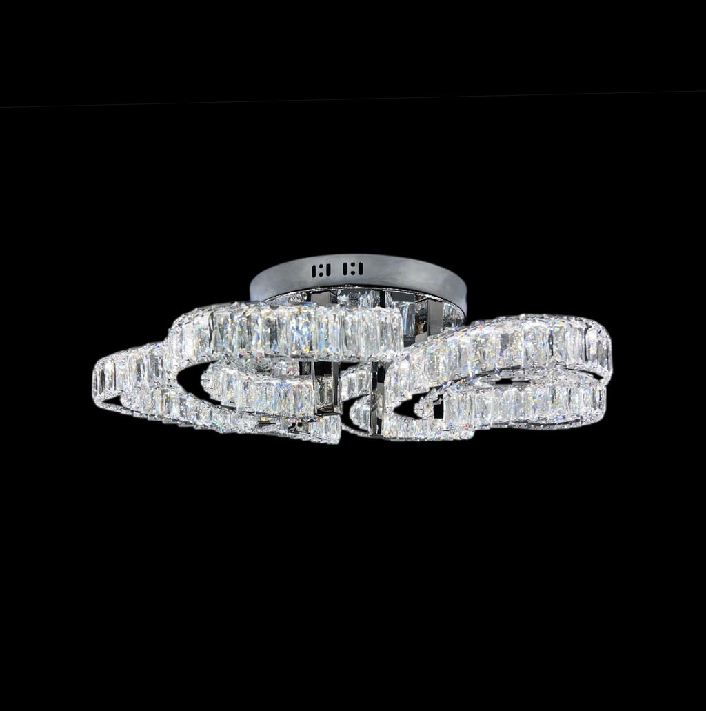 BLOSSOM 6 Ring Crystal Close to Ceiling Light 70cm Chrome