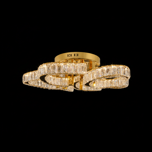 BLOSSOM 6 Ring Crystal Close to Ceiling Light 70cm Gold