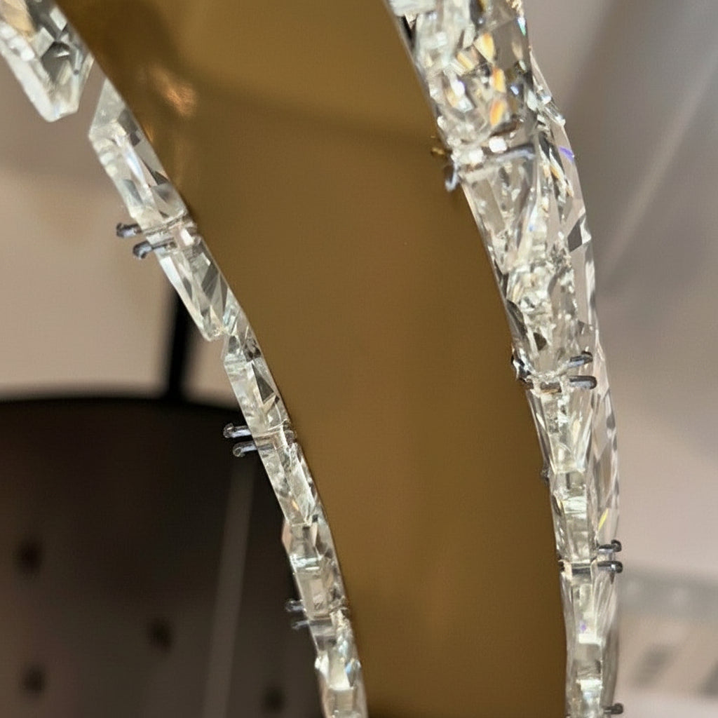 RING 3 Tier Crystal Pendant 70cm Gold