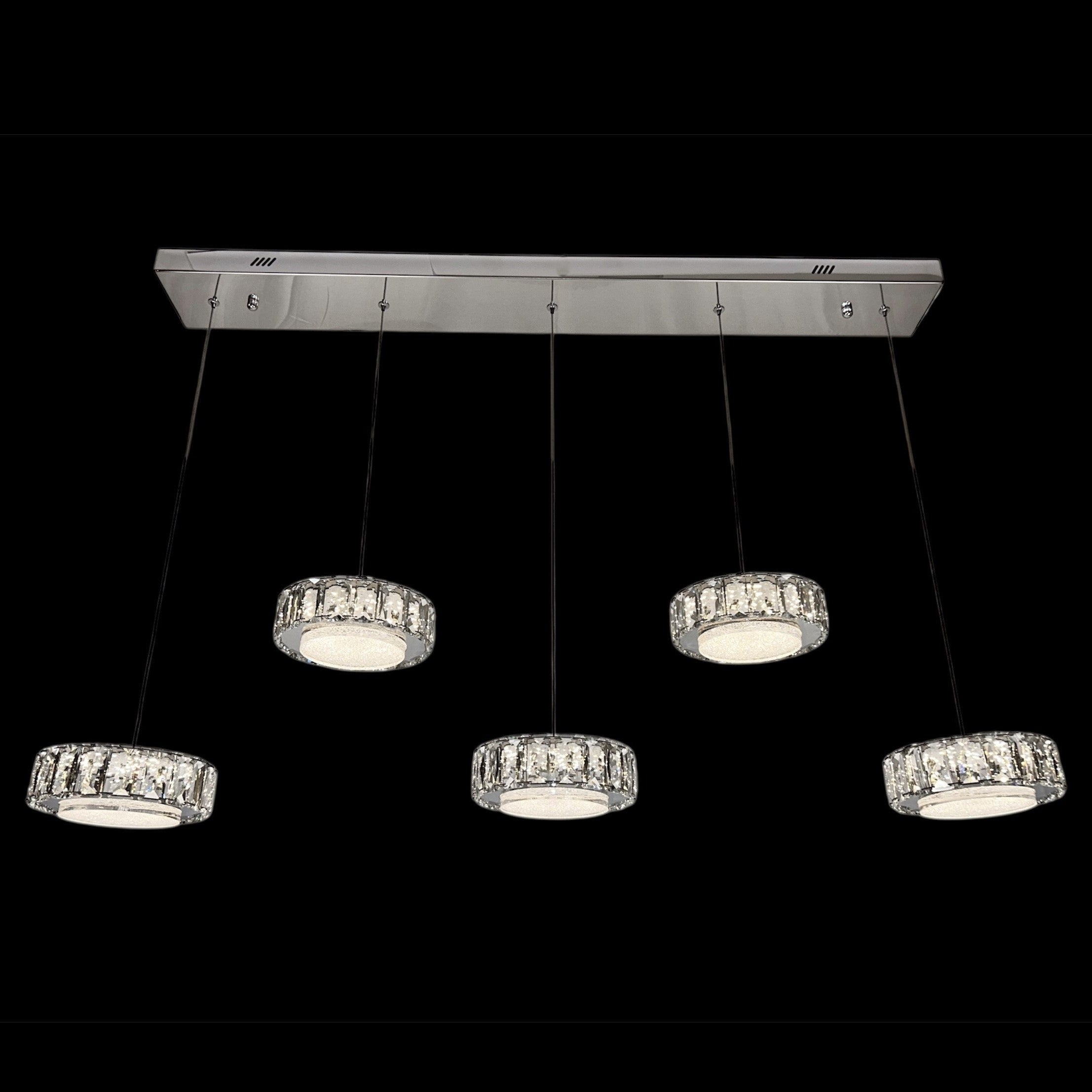 CHESS 5 Crystal Linear Bar Pendant Light 1m Chrome