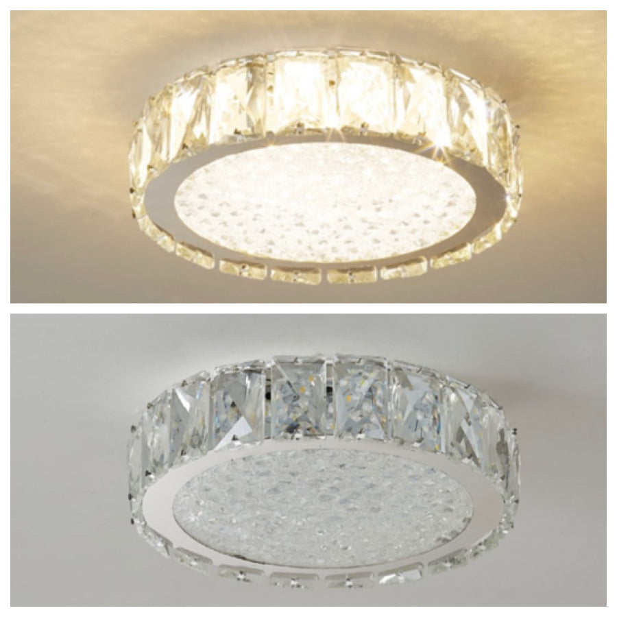 GLORY 30cm Crystal Oyster Light Tri Colour LED Chrome