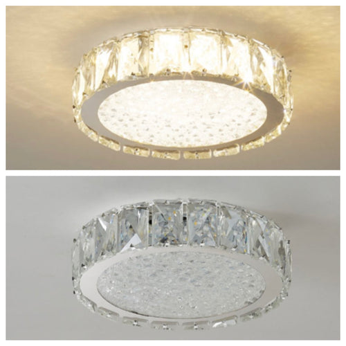 GLORY 30cm Crystal Oyster Light Tri Colour LED Chrome