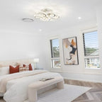 BLOSSOM 6 Ring Crystal Close to Ceiling Light 70cm Chrome