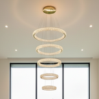 RING 5 Tier Crystal Pendant 80cm Gold