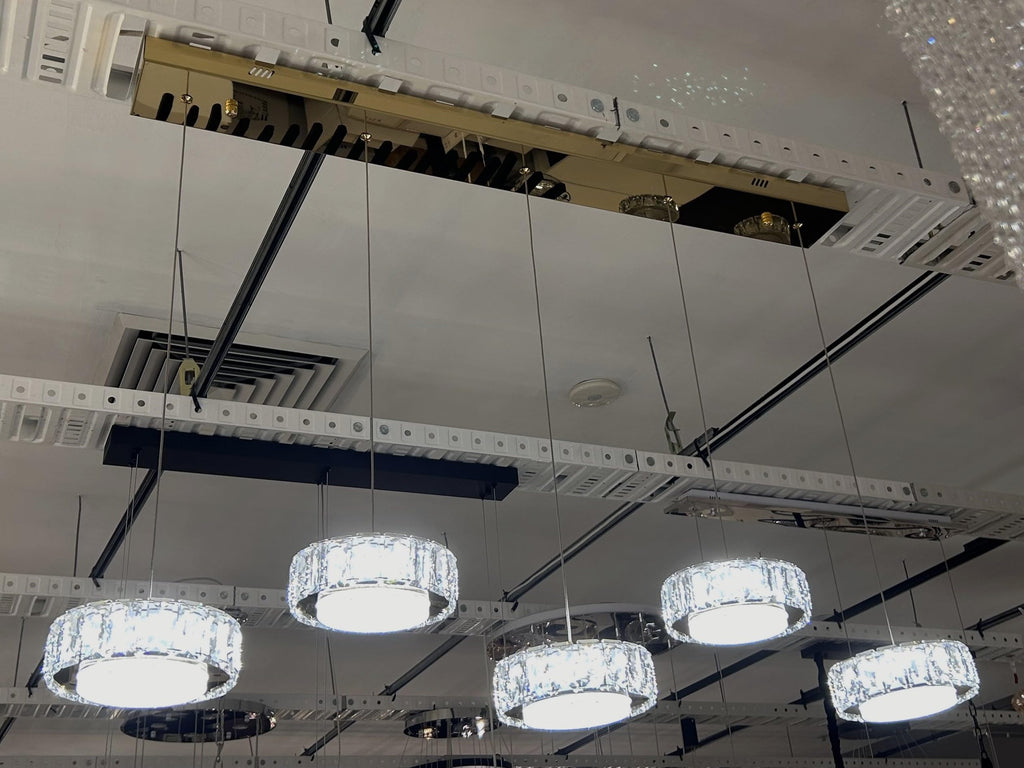 CHESS 5 Crystal Linear Bar Pendant Light 1m Gold