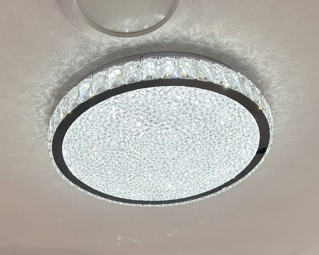 GLORY 50cm Crystal Oyster Light Tri Colour LED Chrome