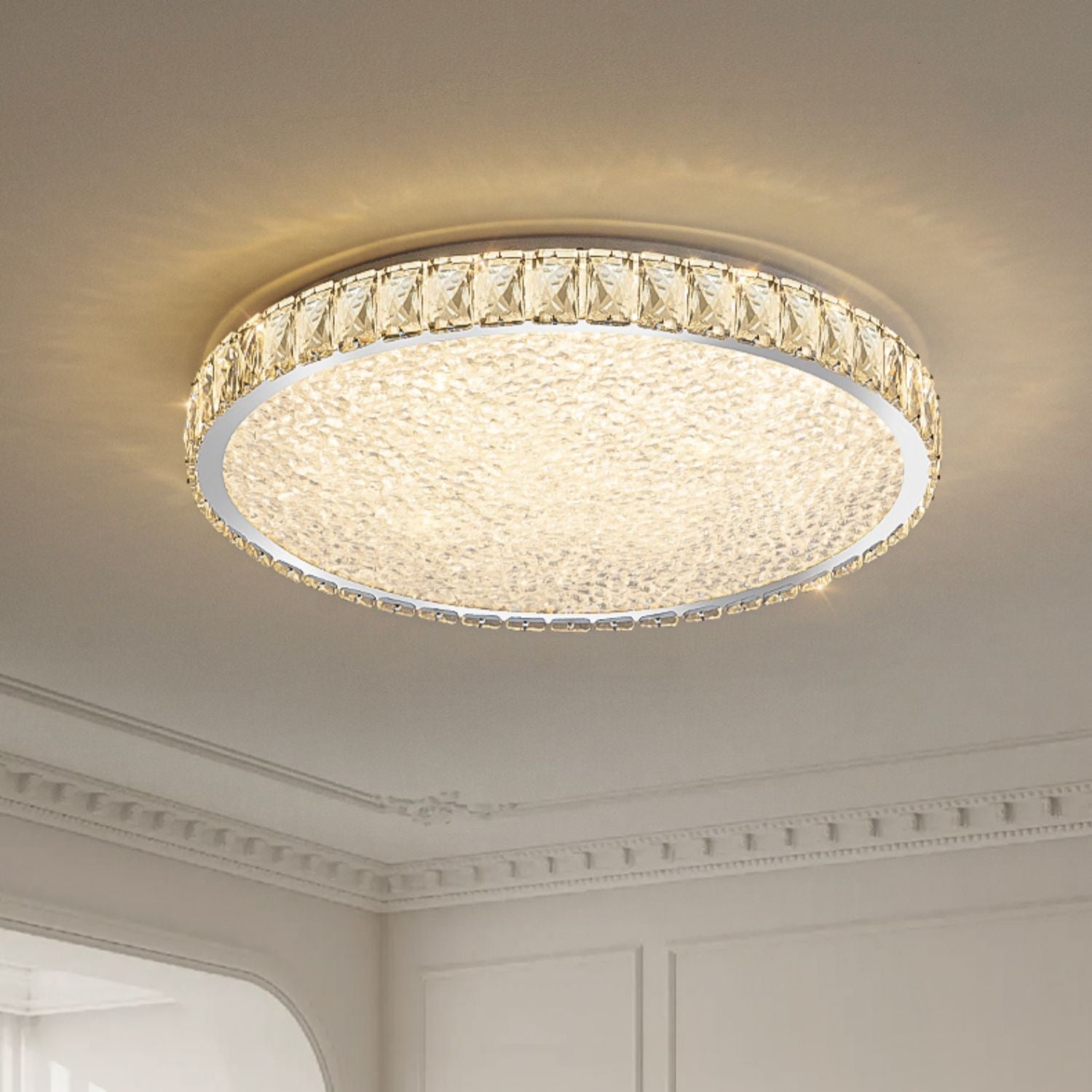 GLORY 50cm Crystal Oyster Light Tri Colour LED Chrome