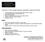 STACKO 2 Tier Crystal Pendant Light 60cm Gold