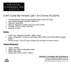 SURF Crystal Bar Pendant Light 1.3m Chrome