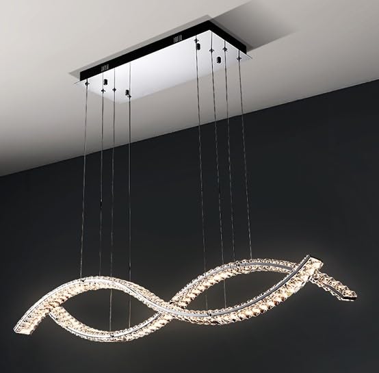 SURF Crystal Bar Pendant Light 1.3m Chrome
