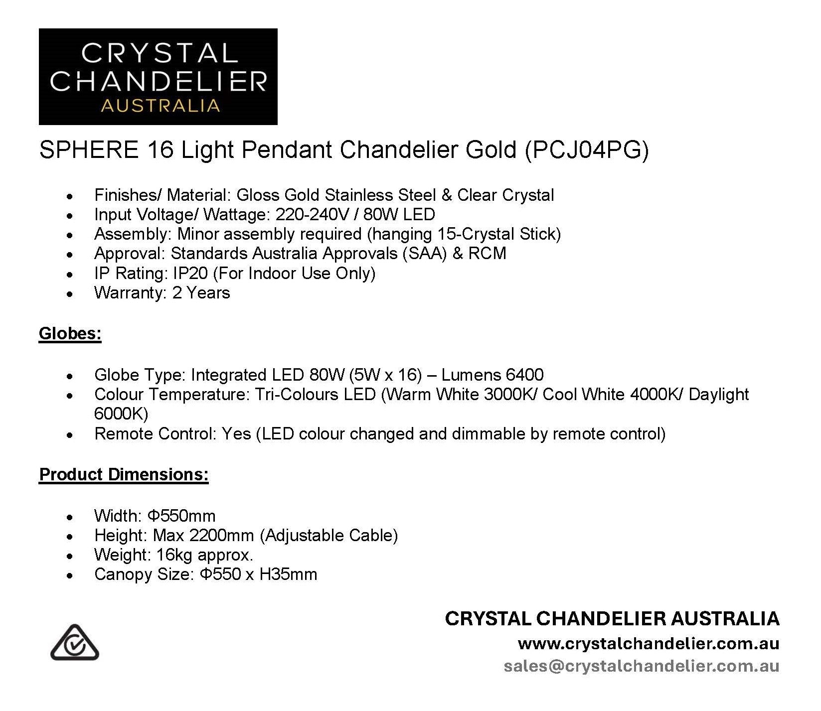 SPHERE 16 Light Pendant Chandelier Gold