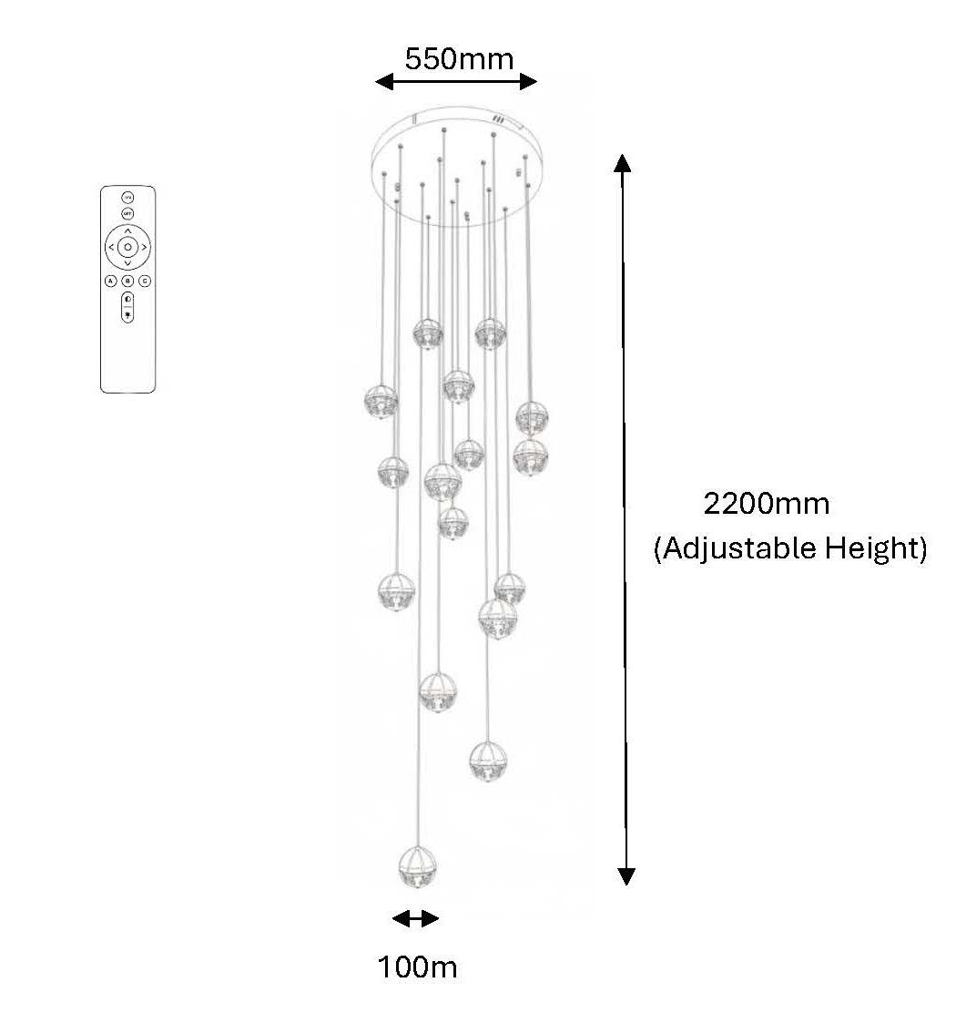 SPHERE 16 Light Pendant Chandelier Gold