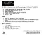 CHESS 5 Crystal Linear Bar Pendant Light 1m Gold