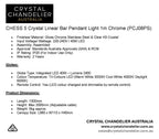 CHESS 5 Crystal Linear Bar Pendant Light 1m Chrome