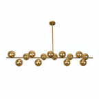 BUBBLES 14 Light Pendant Brass with Amber Glass