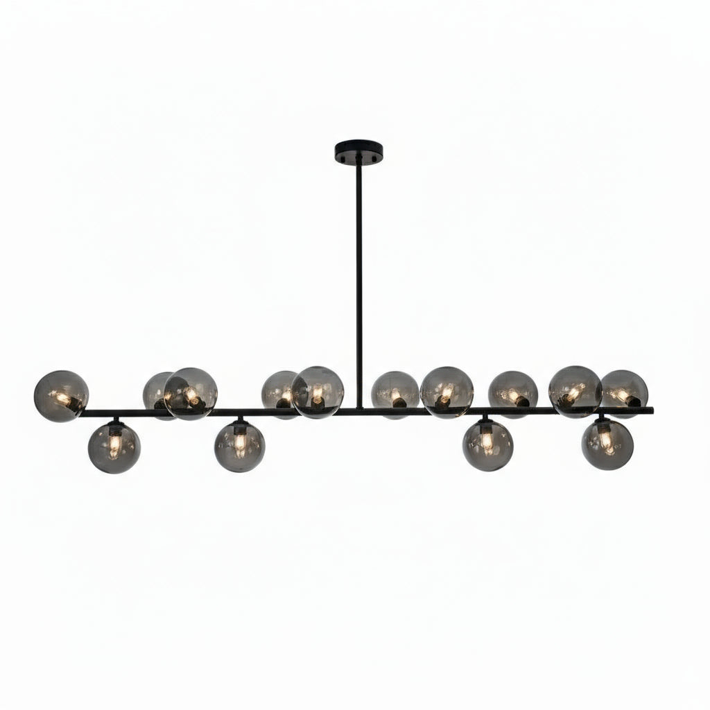 BUBBLES 14 Light Pendant Black with Smoky Glass