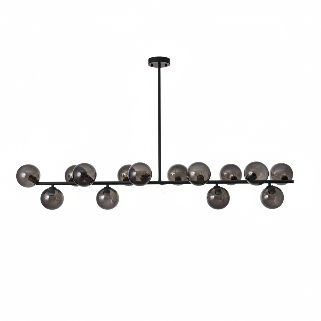 BUBBLES 14 Light Pendant Black with Smoky Glass