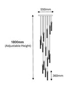 SPIRAL 15 Light Prism Pendant Chandelier Chrome