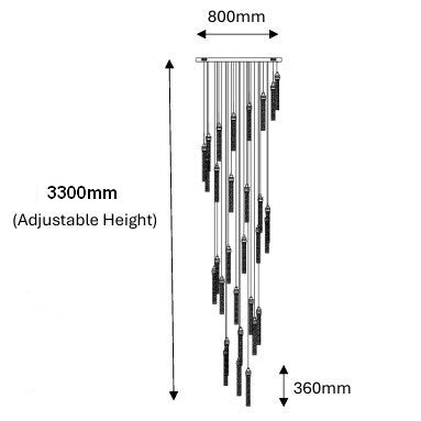 SPIRAL 30 Prism Crystal Pendant Chandelier Chrome