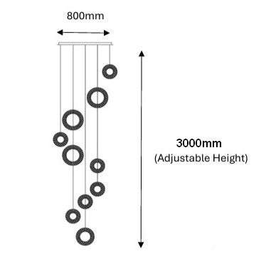 HALO 10 Ring Crystal Pendant Chandelier Chrome