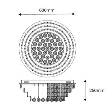 CROWN 60cm Crystal Ceiling Light Tri Colour LED Chrome
