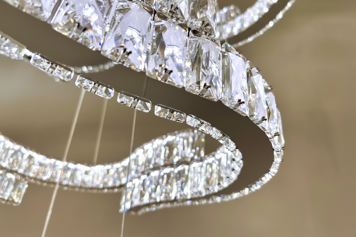 STACKO 3 Tier Crystal Pendant Light 80cm Chrome