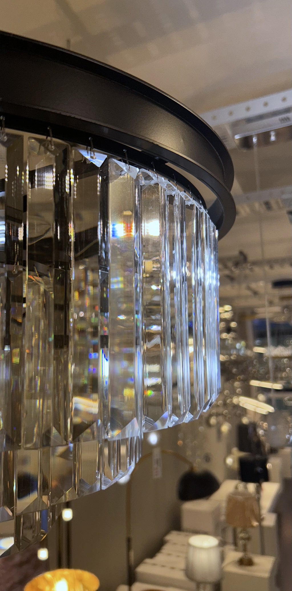 SERINI 50cm 6 Light 3 Tier Crystal Chandelier Black